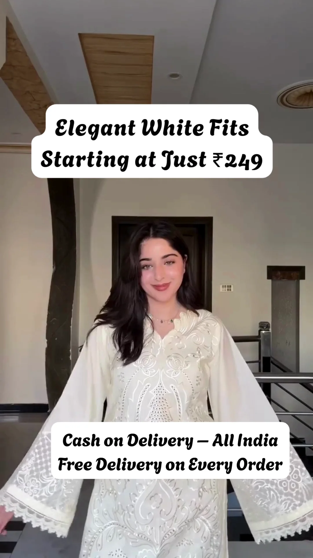 Women's Elegant White Chikankari Kurta Set with Dupatta Festive Party Wear